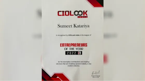 Sumeet Katariya Award Certificate